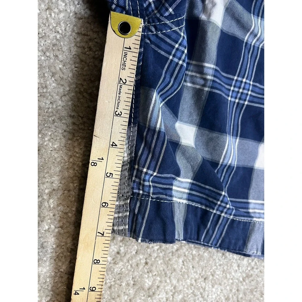 VTG Abercrombie‎ & Fitch Shorts Men 32 Blue White Plaid Y2K Baggy 90s Grunge